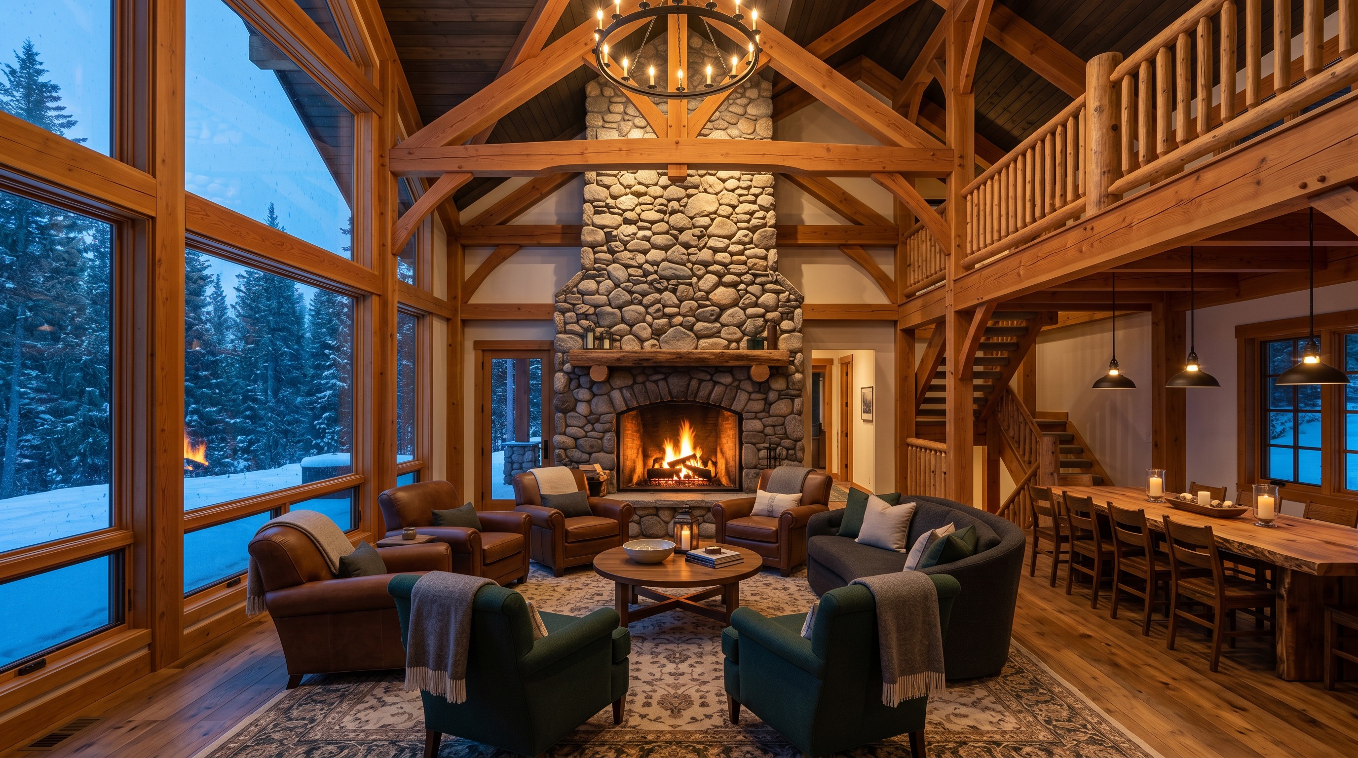 The great room and stone hearth